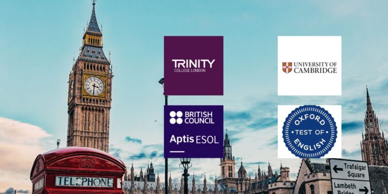 Cursos online de inglés que ofrecemos en nuestra academia de inglés online Estualia. Aptis ESOL (Global Network Member), Trinity, Cambridge y Oxford.