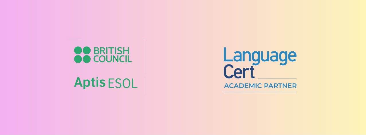 Logotipos de British Council Aptis ESOL y LanguageCert Academic Partner para la preparación de exámenes oficiales de inglés en Estualia